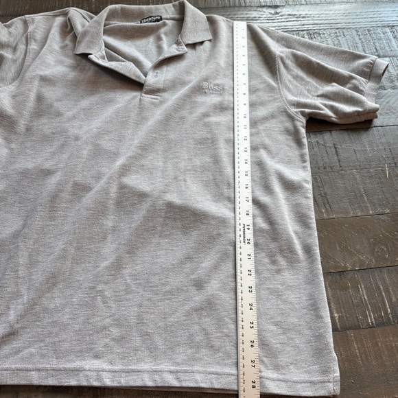BOSS HUGO BOSS Solid Gray Polo Shirt 2XL Heavy Soft Short Sleeve Excellent - Picture 2 of 8